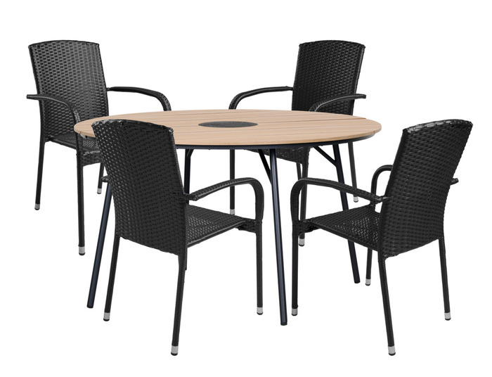 Hagebord Montana teaklook Ø130 cm - Sunlife